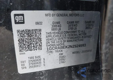 2022 Chevrolet Silverado 1500 2Wd Standard Bed Custom from USA, damaged, VIN 1GCRABEK2NZ624993